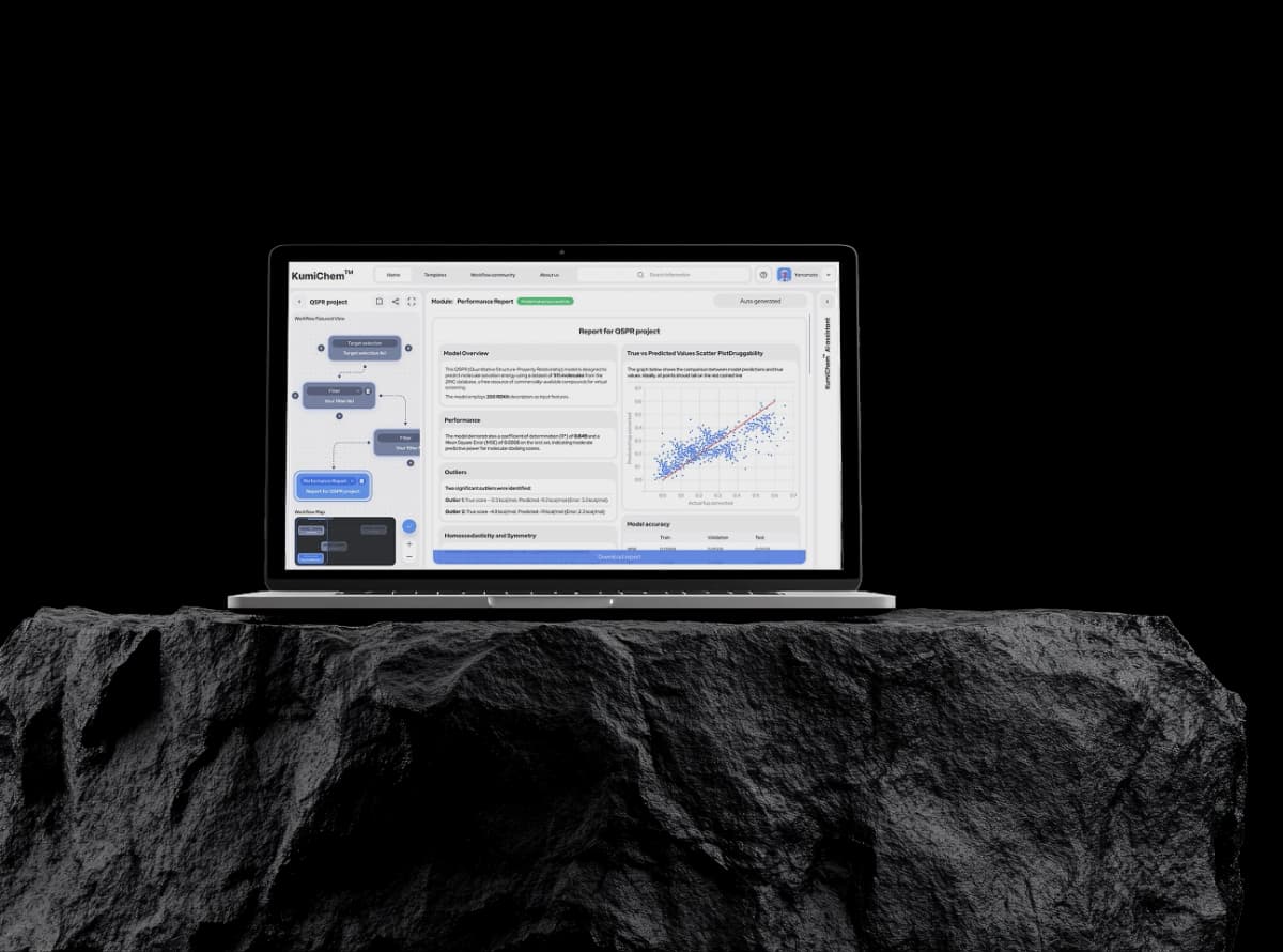 Laptop displaying AI drug discovery interface